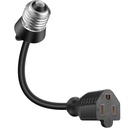 Feekoon 1 Pack 3 Outlet Light Socket Adapter, Convert E26/E27 Bulb Socket to 3 Prong Outlet with Extension Cord, Light Bulb Plug Adapter Converter Suitable for Outdoor Porch Garage Patio Use (Black)