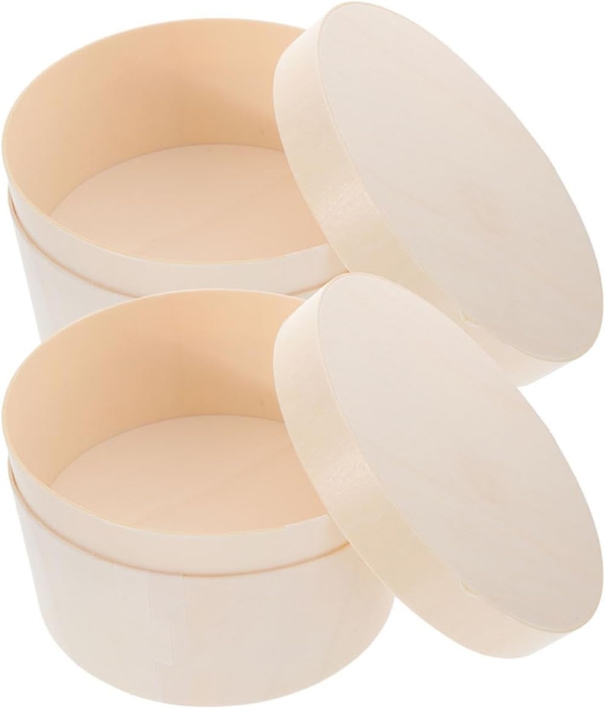 2Pcs Round Cake Box Wooden Dessert Containers with Lids for Cheesecakes Cakes and Party Favors for Weddings Showers and Festivals