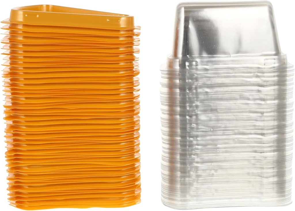 Gatuida 100pcs Cake Box Triangular Clear Cake Slice Containers Single Cake Container Individual Cupcake Carrier Triangle Baking Food Containers Mousse Cake Container Golden The Pet