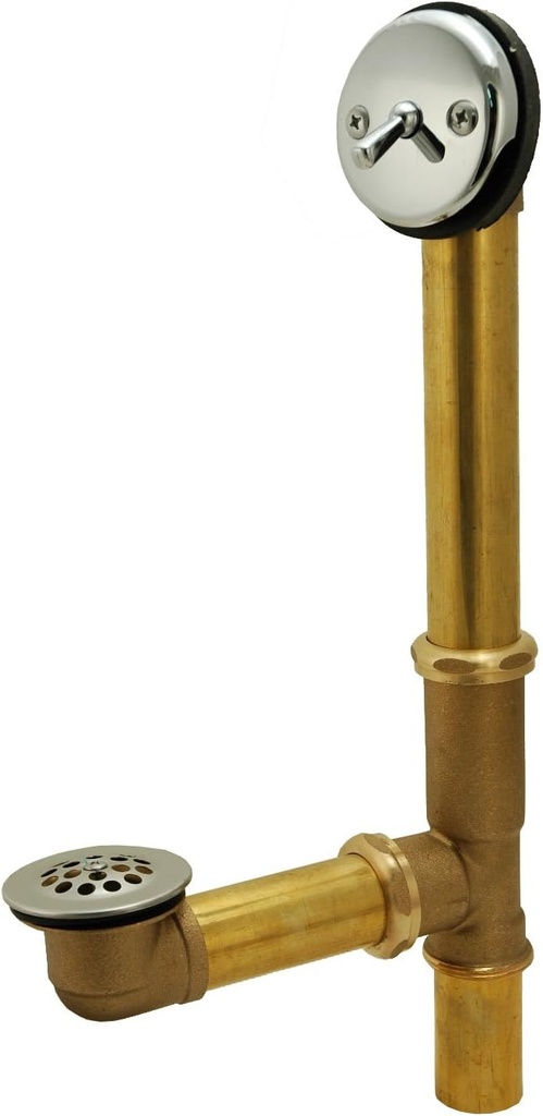 Bathtub Drain, Waste and Overflow, Brass Built, Chrome Finish Trim - by Plumb USA