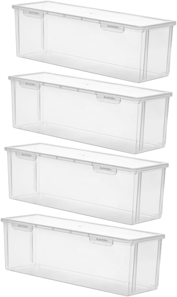 4pcs Sealed Crisper Box Food Storage Containers Airtight Storage Boxes Lids Kitchen Canisters for Beans Rice Spaghetti Noodles