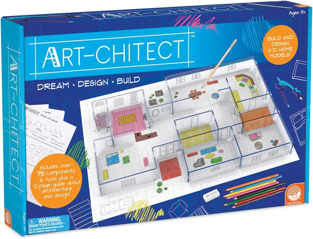 MindWare Art-chitect Home Model Building for Kids – 3D Architectural Design Kit for Kids Ages 8 and Up – Learn The Basics of Architecture As You Design Start to Finish