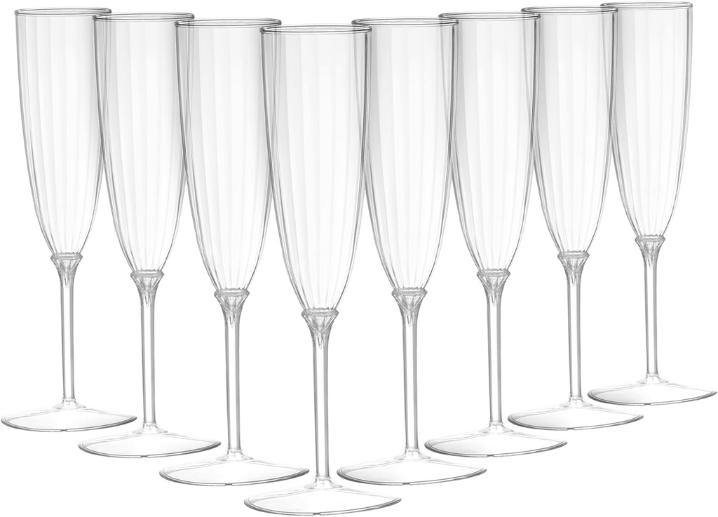 DecorLine Clear Glitter Champagne Cup - 6 Oz. (8 Count) - Elegant Party Goblets for Celebrations and Events