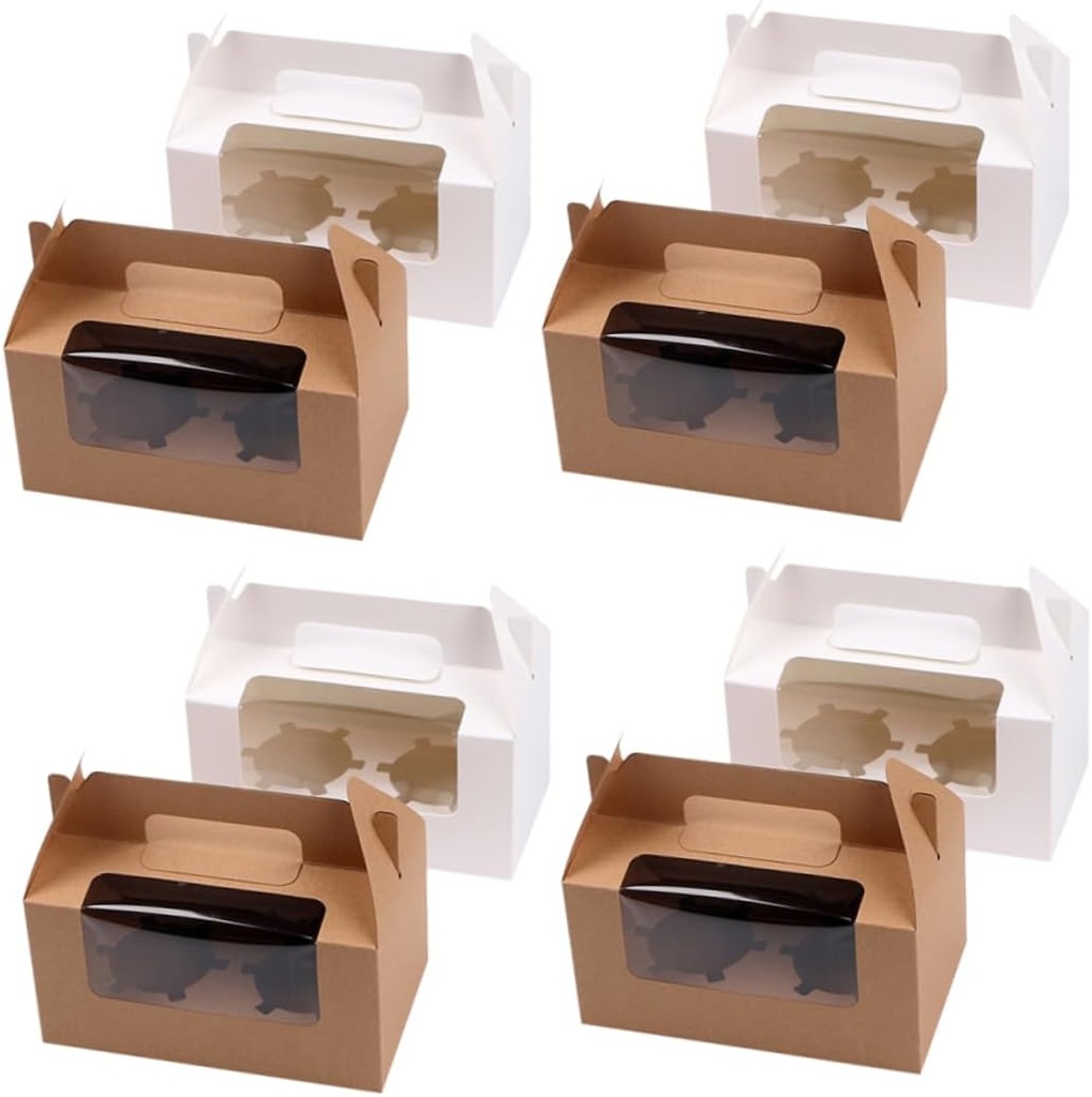 10Set Clear Cupcake Muffin Boxes with Two Compartments for Showers Birthdays and Special Events for Treats and Party Favors