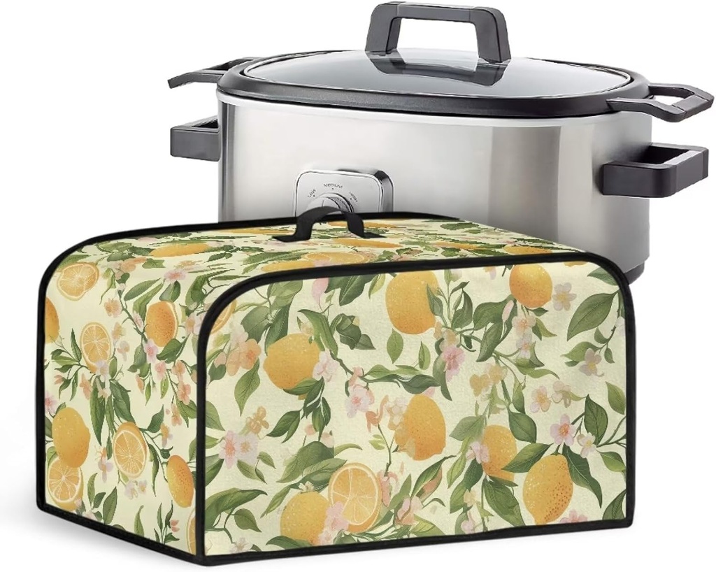 Lemon Slow Cooker Cover with Handle Portable Scratches-Proof Crock Pots Dust Cover Fits Most 6-8 Quart Oval Slow Cooker for Family and Friends Gift