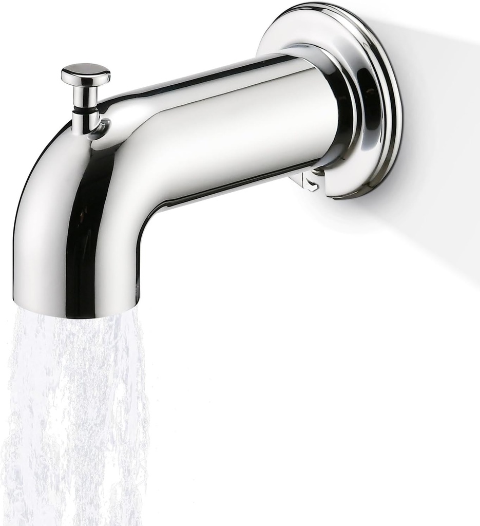 Slip-On Tub Spout with Diverter Long for Bathtub Spout, Fit for 1/2 Inch Slip Pipe, Chrome