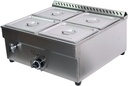 4-Pan LP Propane Food Warmer Gas Food Warmer Propane Steam Table Stainless Steel Bain Marie Buffet for Parties (with Gas Regulator Valve) 1/2 * 4” Double Row
