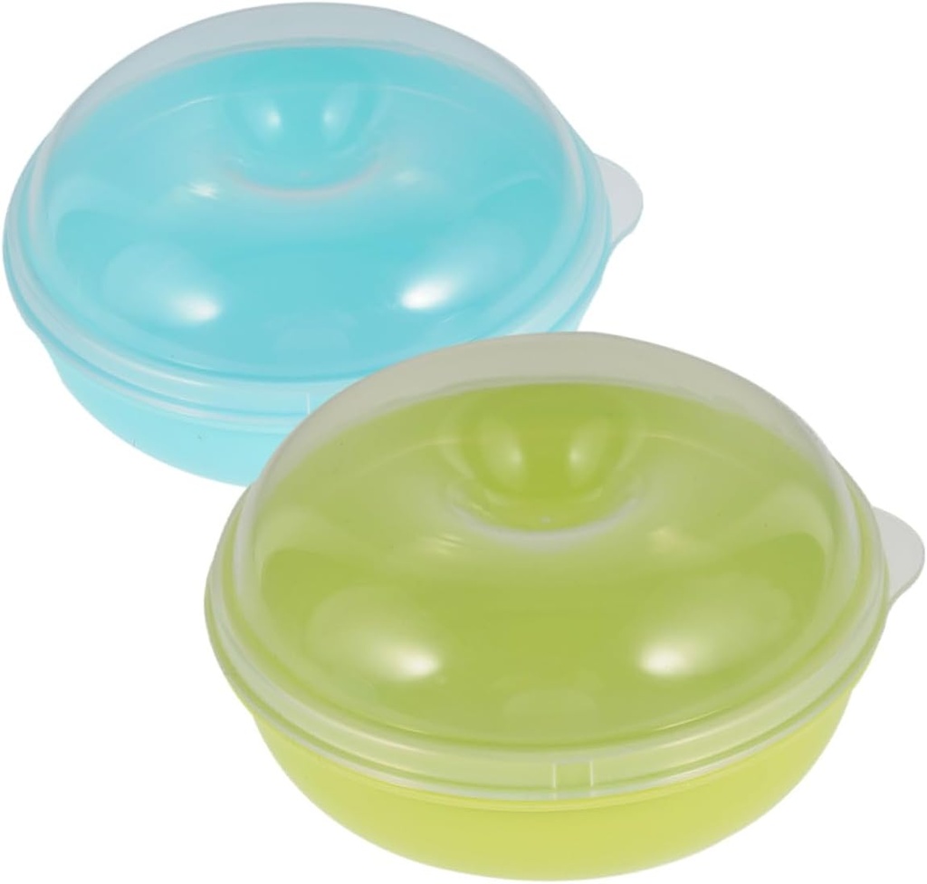 2pcs Doughnut Container Lids Small Food Storage Box for Snacks Bread Keeper for Kitchen Microwaveable Donut Holder Bread Storage Boxes