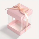 Cake Box 4/10pcs Small Window Boxes With Ribbons - Transparency Packing For Wedding, Valentine's Day, Birthday Party(Pink,4pcs)