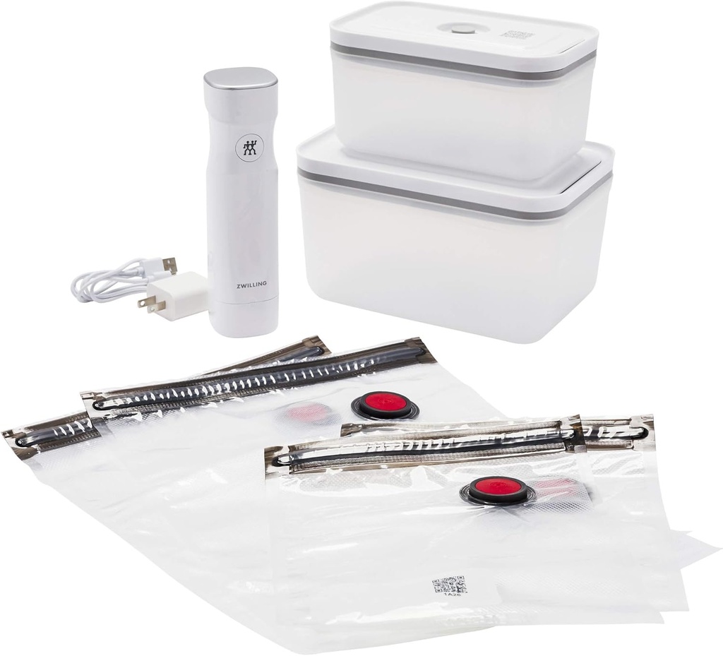 ZWILLING Fresh & Save 7-pc Vacuum Sealer Machine Starter Set, Sous Vide Bags, Meal prep, Airtight Food Storage Containers, Gift Set