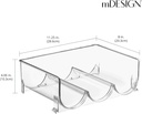 mDesign Stackable Plastic 3 Bottle Refrigerator Wine Rack - Kitchen Storage Organizer Holder for Storing Champagne, Wine, and Water Bottles - Stacking Wine Bottle Organizer for Fridge - Clear