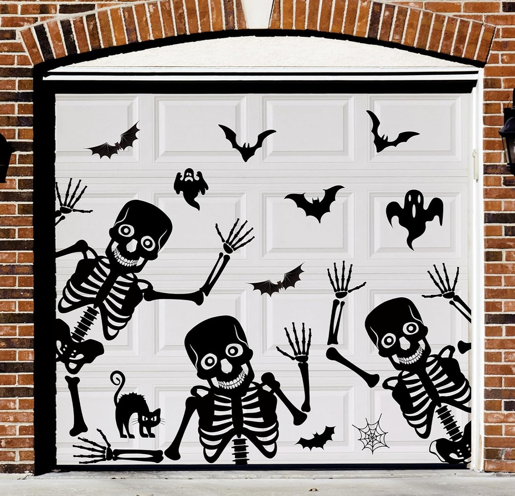 27Pcs Halloween Garage Decoration Magnet Stickers Dancing Skeleton Ghost Refrigerator Decals Black Magnet Stickers for Party Home Door Car Dishwasher Decor