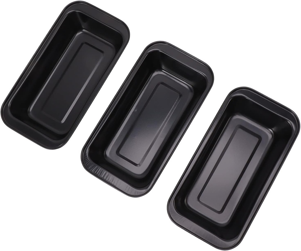 GOWENIC Baking Bread Loaf Pan, 3 Pack Nonstick Carbon Steel Baking Bread Pan, Nonstick Loaf Pan Bread Pans for Homemade Bread Box Rectangular Black