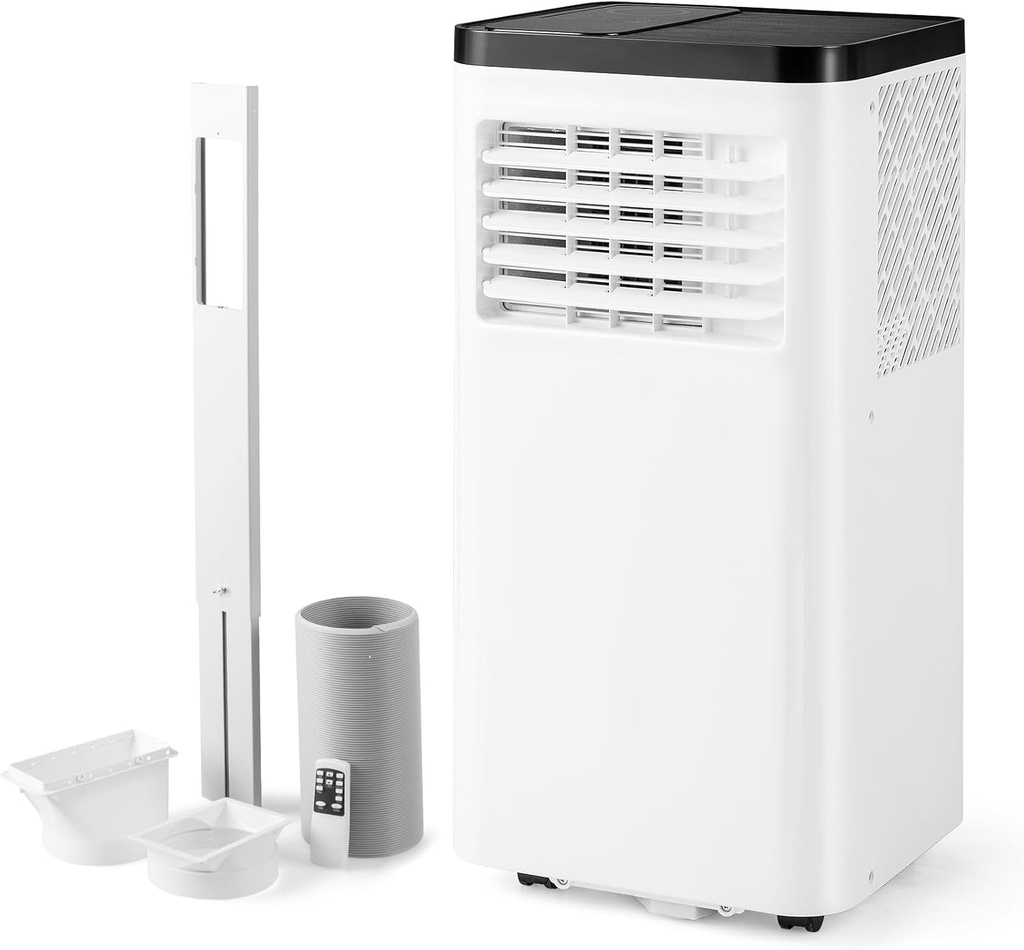 GOFLAME 8000 BTU Portable Air Conditioner, 3-in-1 AC Unit w/Dehumidifier, Cool, Fan, 350 Sq.FT Cooling, Air Cooler with Control Panel & Remote Control, Sleep Mode & 24H Timer, Window Kit Included