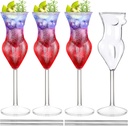 Wine Glass Cocktail Glasses Set of 4 Beauty Lady Woman Goblet Glass Drinking Cups 6.8oz Glassware for Cocktails Whiskey Wine Beer Milk Champagne Juice Home Party