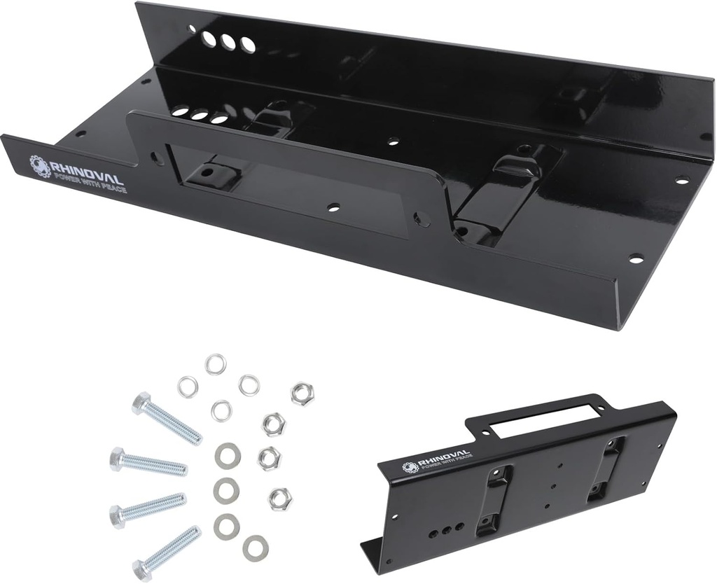 Universal Winch Mounting Plate, 10" x 4.5" Raised Bolt Pattern, 15,000 lbs, Heavy Duty Steel with Fairlead Flange & Hardware for Truck, SUV, Trailer