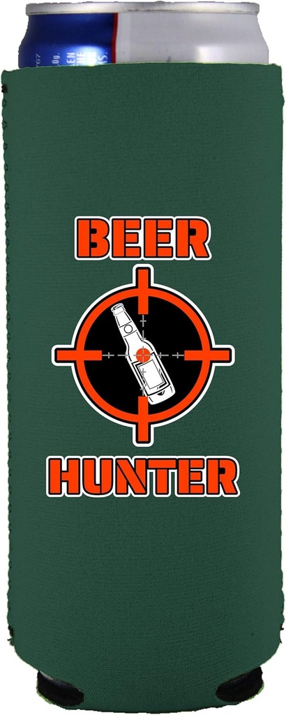 Beer Hunter Slim Can Coolie (Dark Green, 2 Pack)