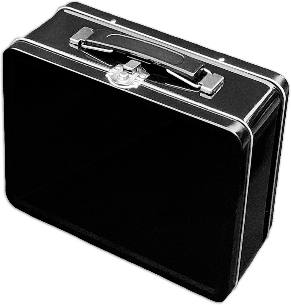 Do It Yourself DIY Medium Black Lunch Box Tin for Storage, Crafts and Scrapbook Fun Activities