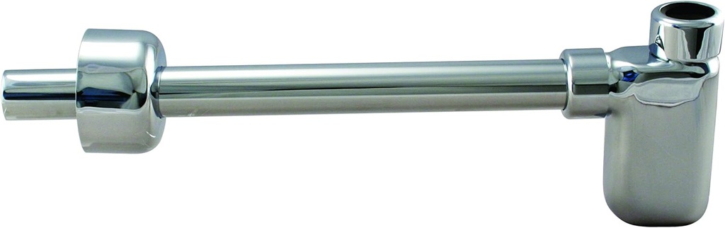 Westbrass D4053-1-26 1-1/4" x 1-1/4" Flat Euro Trap with High Box Flange, Polished Chrome