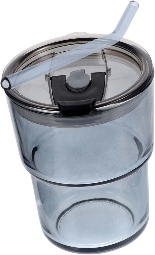 Portable Iced Coffee Glass Cup Straw Lid Glass Tumbler for Hot Beverages Tea