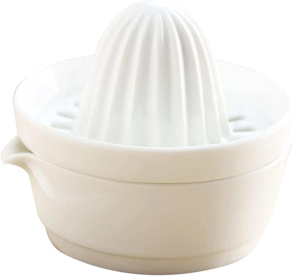 Mobestech Manual Fruit Juicer White Ceramic Handheld Orange Squeezer for Citrus Fruits Easy to Use Labor Saving Kitchen Tool for