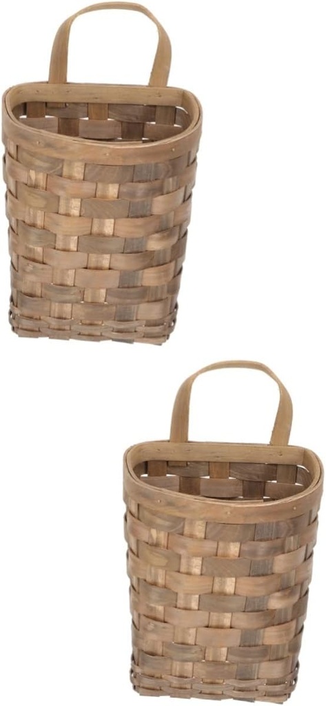 2pcs Wall Hanging Woven Basket for Kitchen Storage Multi-functional Flower Basket for Decor Spoon Chopsticks Organizer Rustic Style for Home and Dorm Use