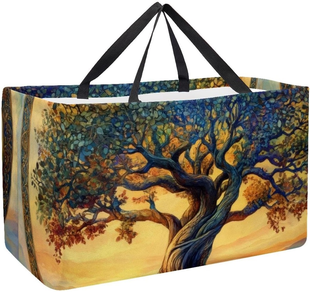 Reusable Grocery Shopping Bag Large Shopping Bag Foldable for Storage Picnic Clothes Light Blue Fleur De Lis Seamless Pattern