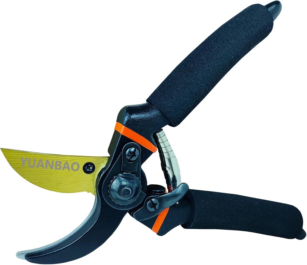 8.5-Inch Bypass Pruning Shears with SK5 High Carbon Steel Blade, Garden Secateurs with Safety Lock, Garden Plant Clippers, Gardening Scissors with Soft Cushion