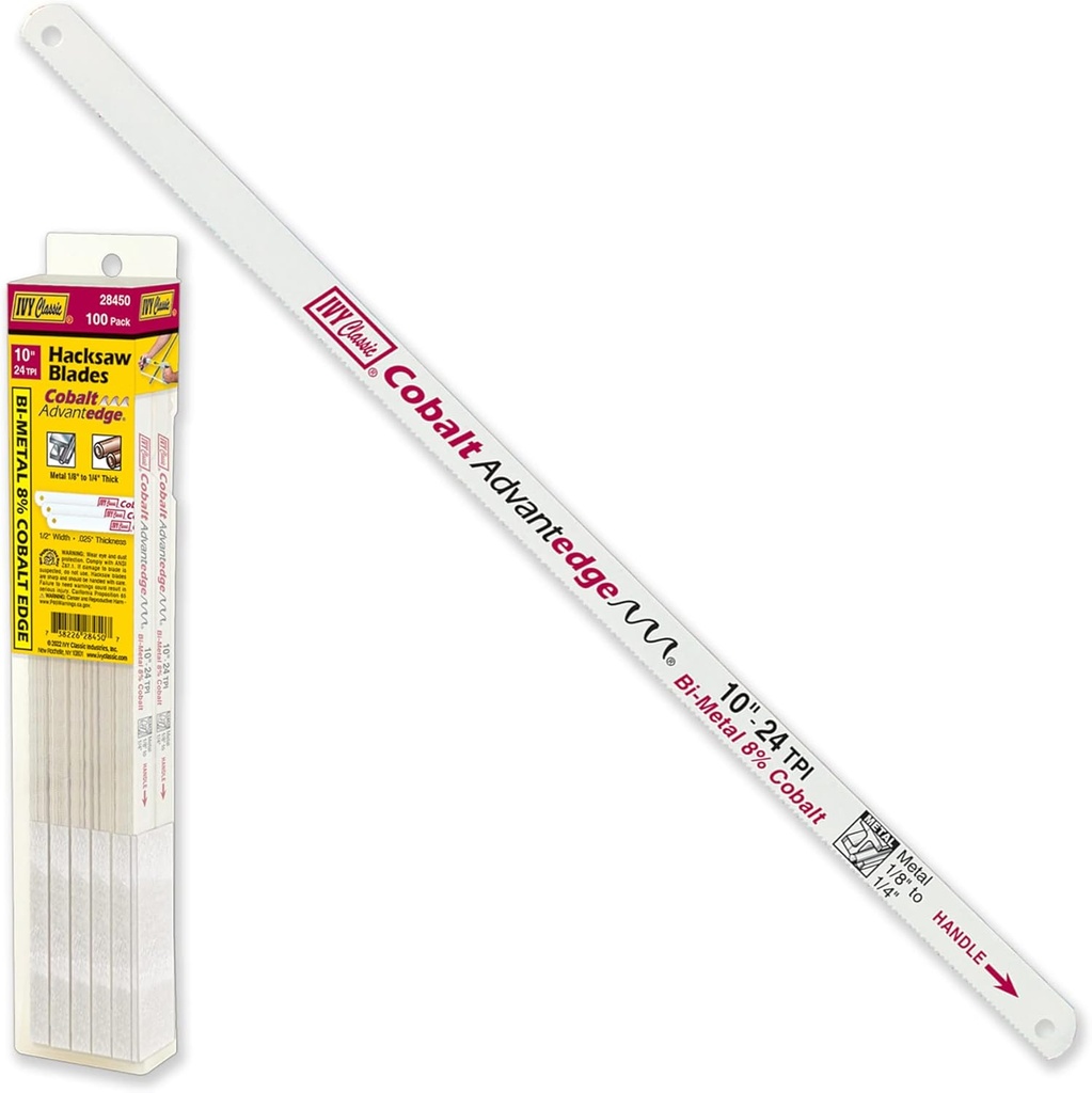 IVY Classic 28450 H1024B 10-Inch 24 TPI Metal Cutting Hacksaw Blade, Bi-Metal, 100-Pack