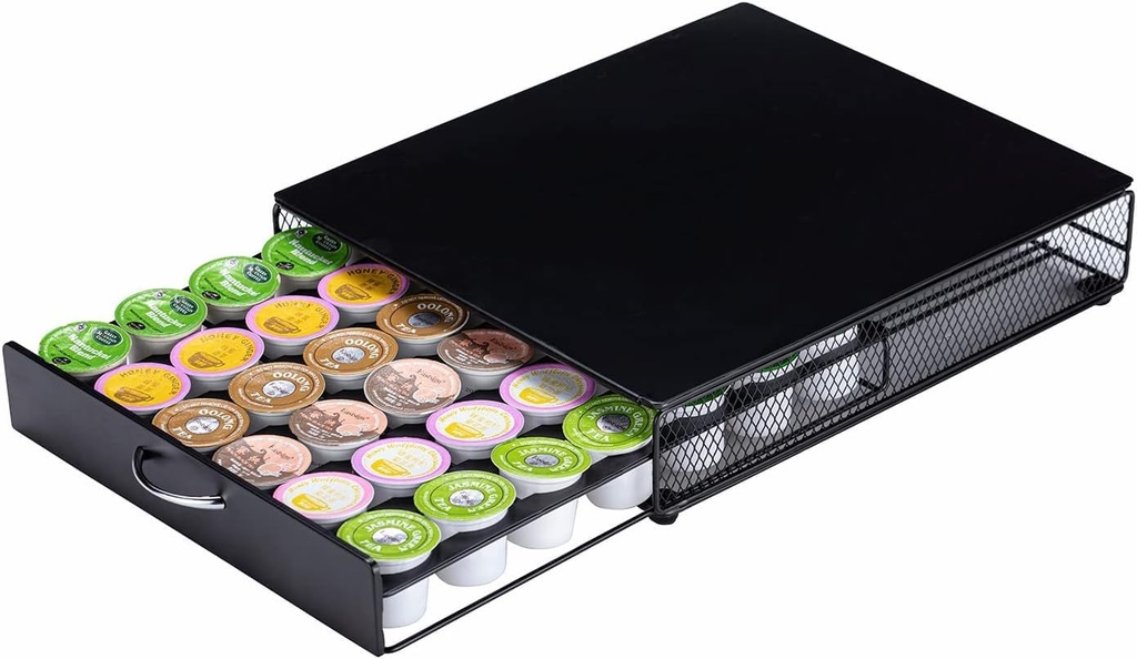 ZCDCP Coffee Pod Holder K Cup Holder Drawer Storage, Compatible with K-Cups, With Black Finish Top, Office Kitchen Counter Organizer (42 pods)