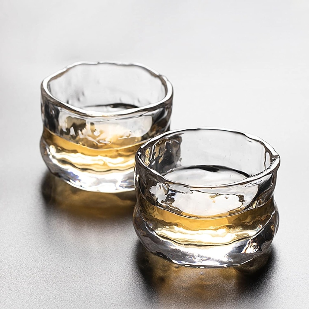 Drinking Glasses Two-piece Crystal Glass Cup Glass Set (two Styles are Available) Colored Glass Teacup Teacup Sake Glassware Lead-free Crystal Glass Set Glass Cups(A)