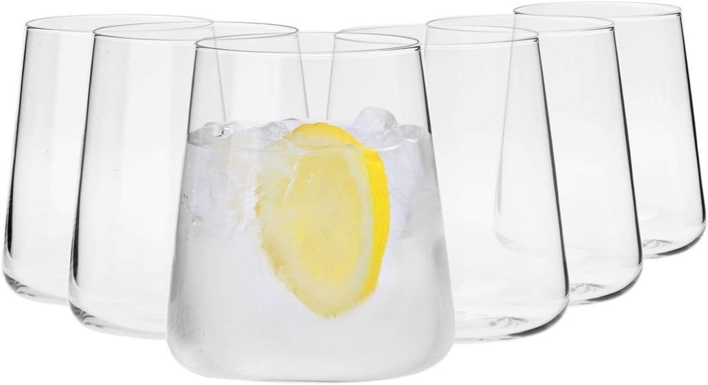 Krosno Water Juice Drinking Glasses, Set of 6, 12.9 oz, Avant-Garde Collection, Crystal Glass, Lightweight Everyday Drinking Glasses, Multi-Purpose, Dishwasher Safe, Made in Europe