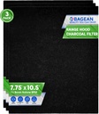 Range Hood Charcoal Filter 7.75” x 10.5” - Fits Broan and Nutone BP58 For 43000 Series Range Hoods - Broan Range Hood Filter Replacement - Carbon Stove Vent Fan Filters Removes Kitchen Odors (3-Pack)