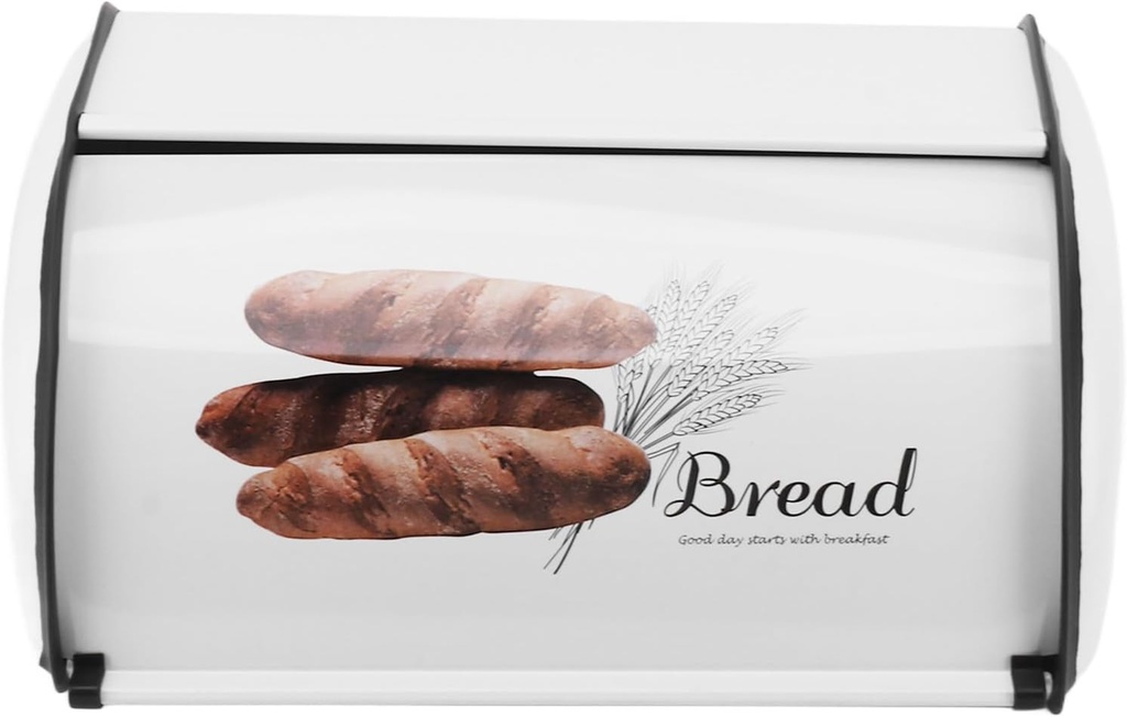 Roll Top Bread Box for Kitchen Countertop, Flip Lid Metal Bread Storage Box for Cookies, Bagels, Muffins