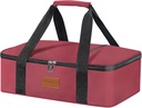 Burgundy Insulated Carrier for 9x13 Food, Perfect for Travel/Picnic/Party, Durable Nylon, Leak-Proof Single Layer