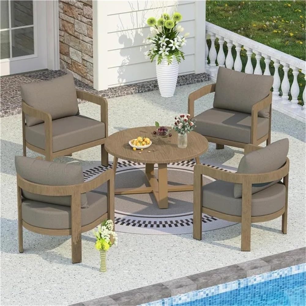 5 Pieces Outdoor Patio Furniture Set Modern Metal Patio Conversation Set with 6" Thick Cushions Outdoor Lounge Sofa 350lbs Weight Capacity for Backyard Garden