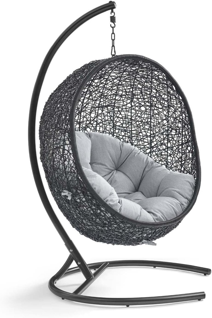 Modway Encase Sunbrella® Swing Outdoor Patio Lounge Chair in Black Gray