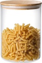 3000 ML/100 FL OZ Clear Glass Storage Canister Holder with Airtight Bamboo Lid, Extra Large Container Jar for Flour Sugar Coffee Loose Tea Rice Cookie Cereal Pasta Spaghetti Protein Powder