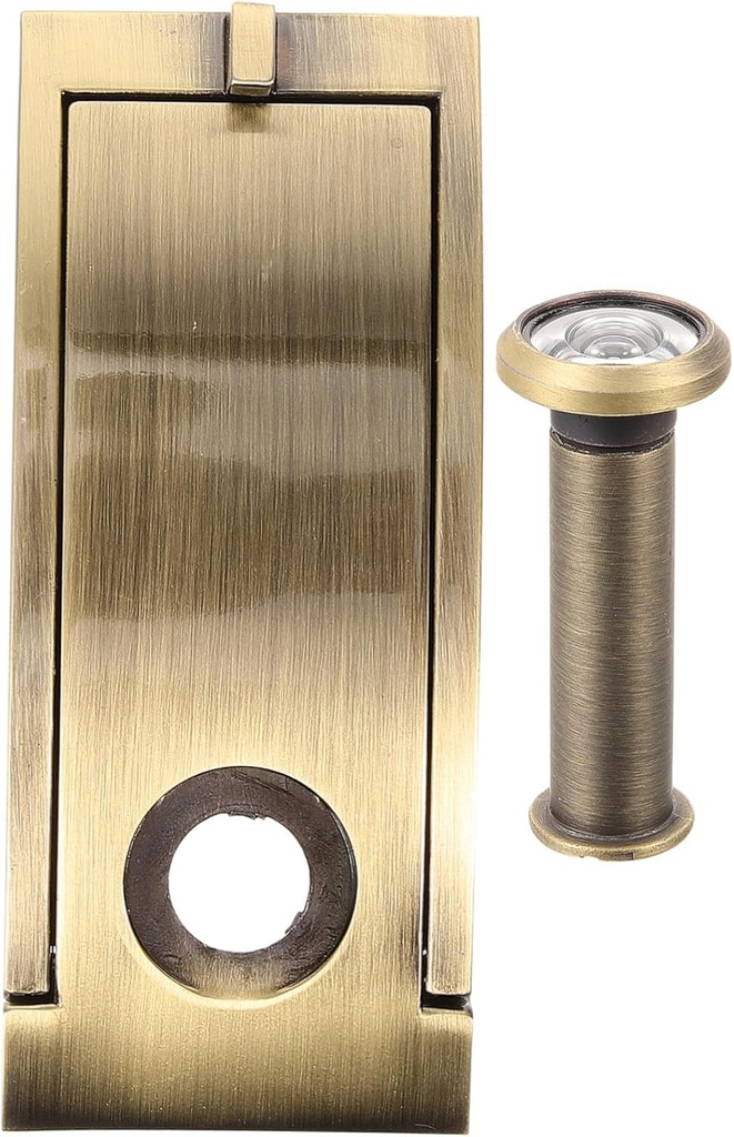 Lurrose Modern Rectangle Zinc Alloy Security Knocker with Peephole Eye Hole for Home Security