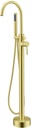 Freestanding Bathtub Faucet Tub Filler Brushed Gold Single Handle Floor Mounted Brass Faucets with Hand Shower