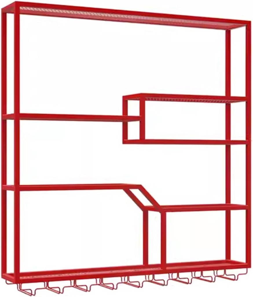 Bar Shelves Wall Mounted Iron Wine Rack, Creative Glowing Wine Racks, Wine Bottle Holder Wall with Led Light, for Dining Room, Bar, Wine Cellar (red)