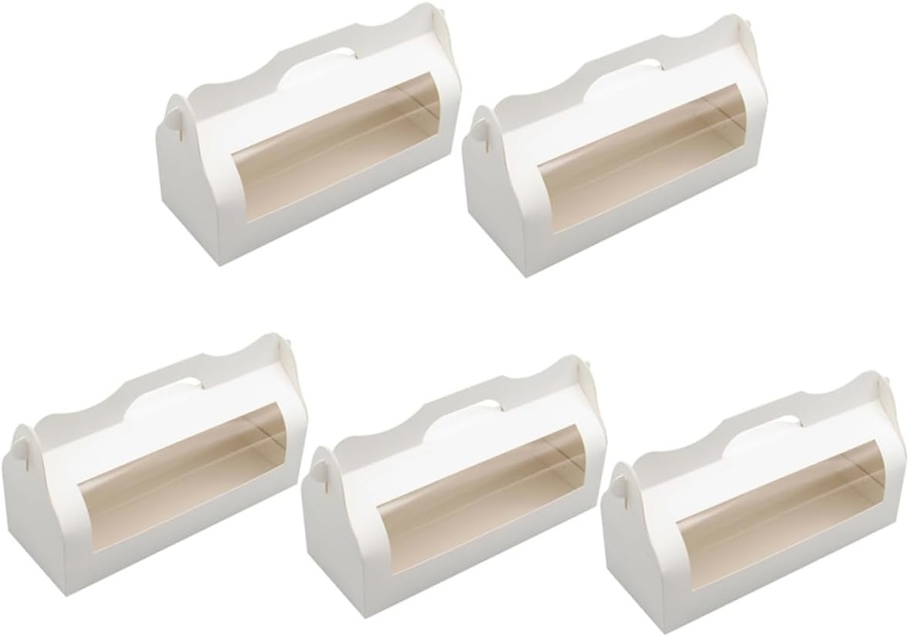 5pcs Portable Handheld Dessert Boxes with Window Baking Packaging for Bread Toast Sandwiches Lightweight and Food Containers