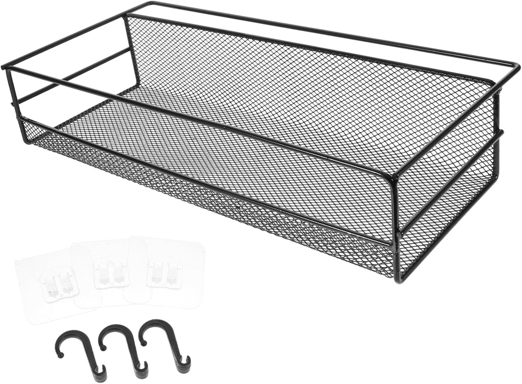 Hanging Wire Basket Wall Storage Organizer Multi Functional Mesh Shelf with Hooks for Kitchen Bathroom Easy to Install Capacity