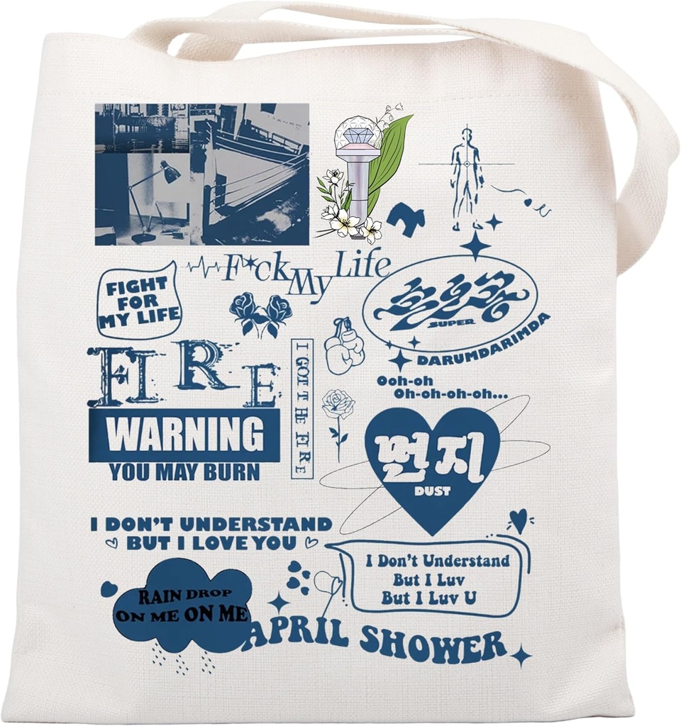 UJIMS Korea-Pop 17 Canvas Shoulder Bag Korea-Pop Lover Merchandise Music Album Inspired Gift Singer Fans Gift