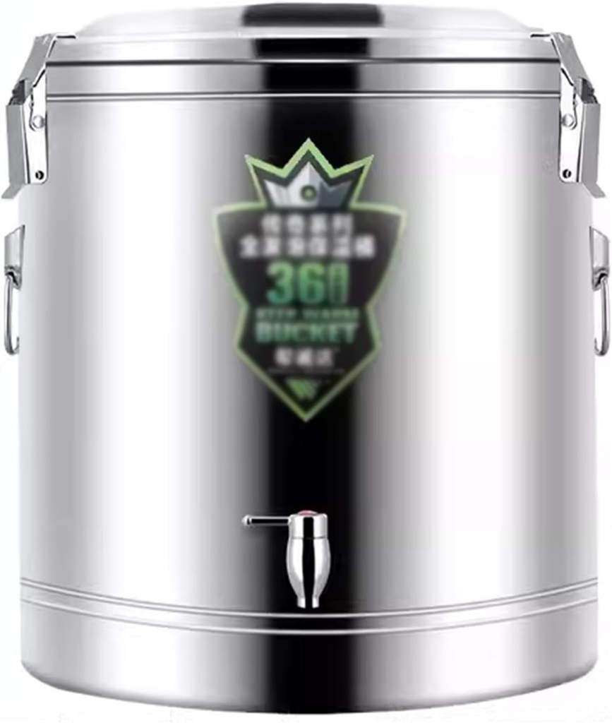 Stainless Steel Insulated BarrelStainless Steel Insulated Barrel, Stainless Steel Keg Style Growler Insulation Insulated Beverage Dispenser with Faucet (Silver 16L)