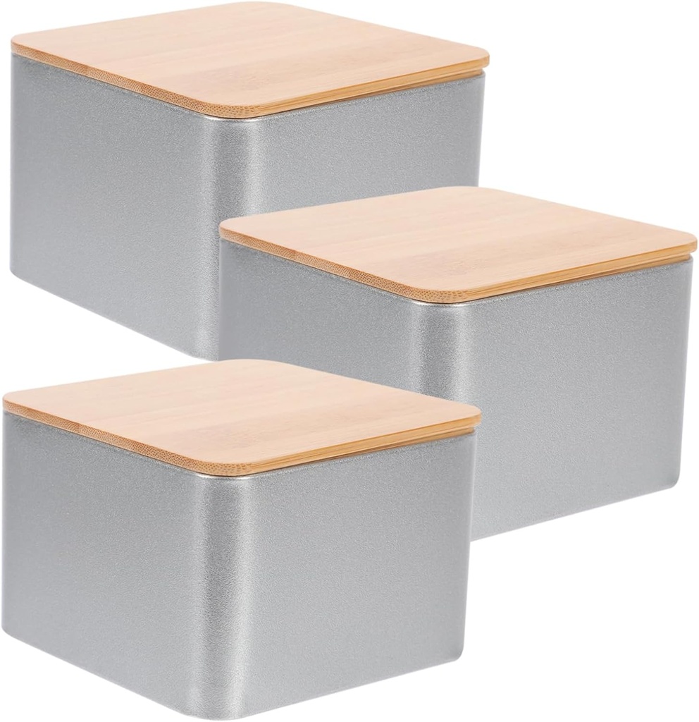 OUNONA 3pcs Airtight Iron Tea Canister Small Storage Jars for Loose Tea Coffee Beans Dried Foods Kitchen Canister Sealing for Home and Cafe Use