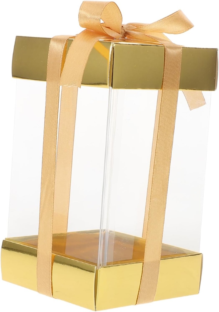 10pcs Favor Boxes Ribbon Boxes for Cookies Pastries Elegant Bakery Carrier for Special Occasions Gold