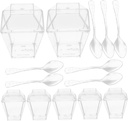 50sets Clear Dessert Cups Mousse Cups with Lids and Spoons for Parties Weddings and Catering Transparent Shape for Stylish Dessert Presentation