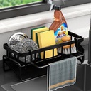 Sink Sponge Holder, Rustproof 304 Stainless Steel Kitchen Caddy Sink Organizer with High Brush Holder,Kitchen Sink Organizer for Sponge,Dish Brush,Soap Dispenser