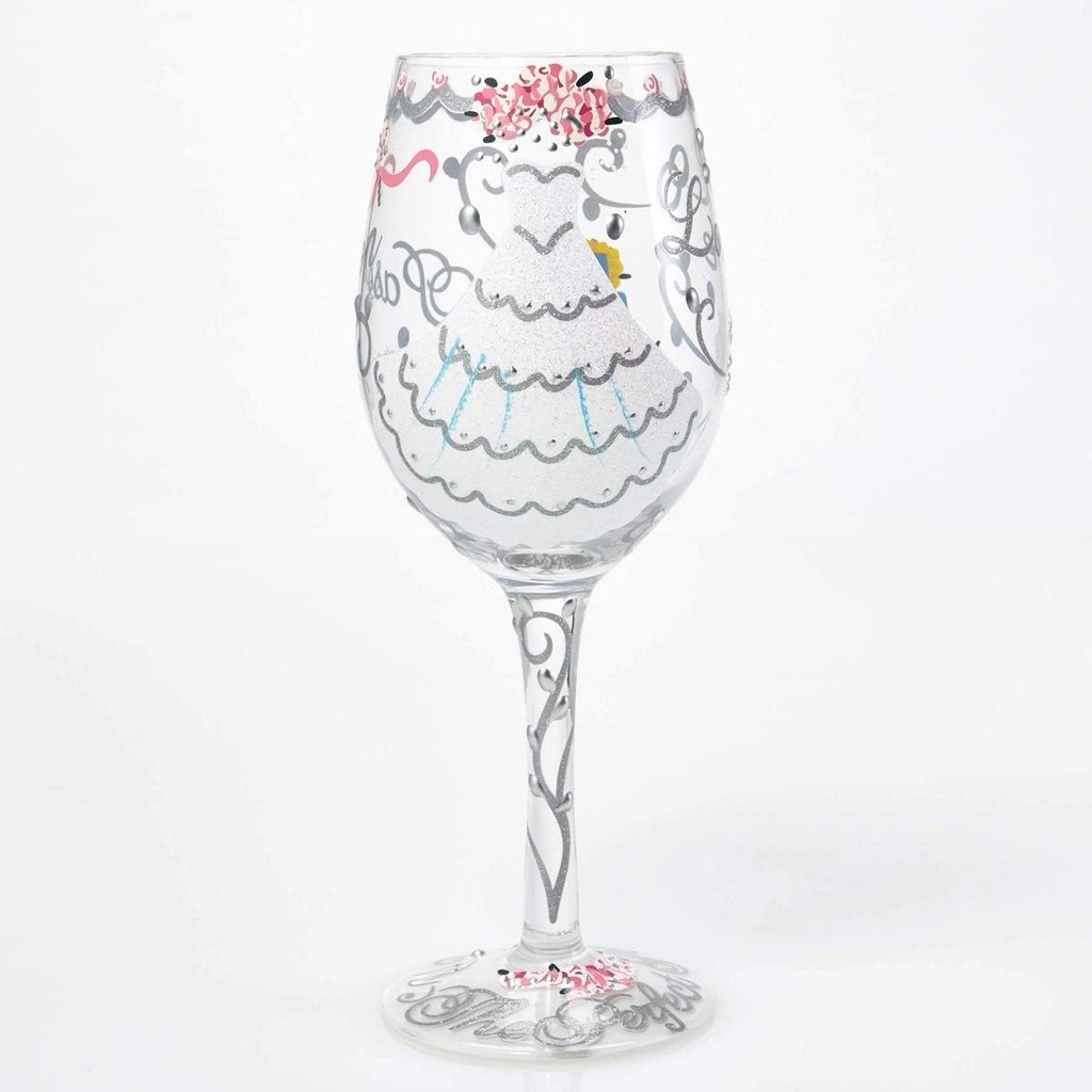Enesco Designs by Lolita Bride Artisan Made Hand Painted Wine Glass, Wedding Dress, 15 oz